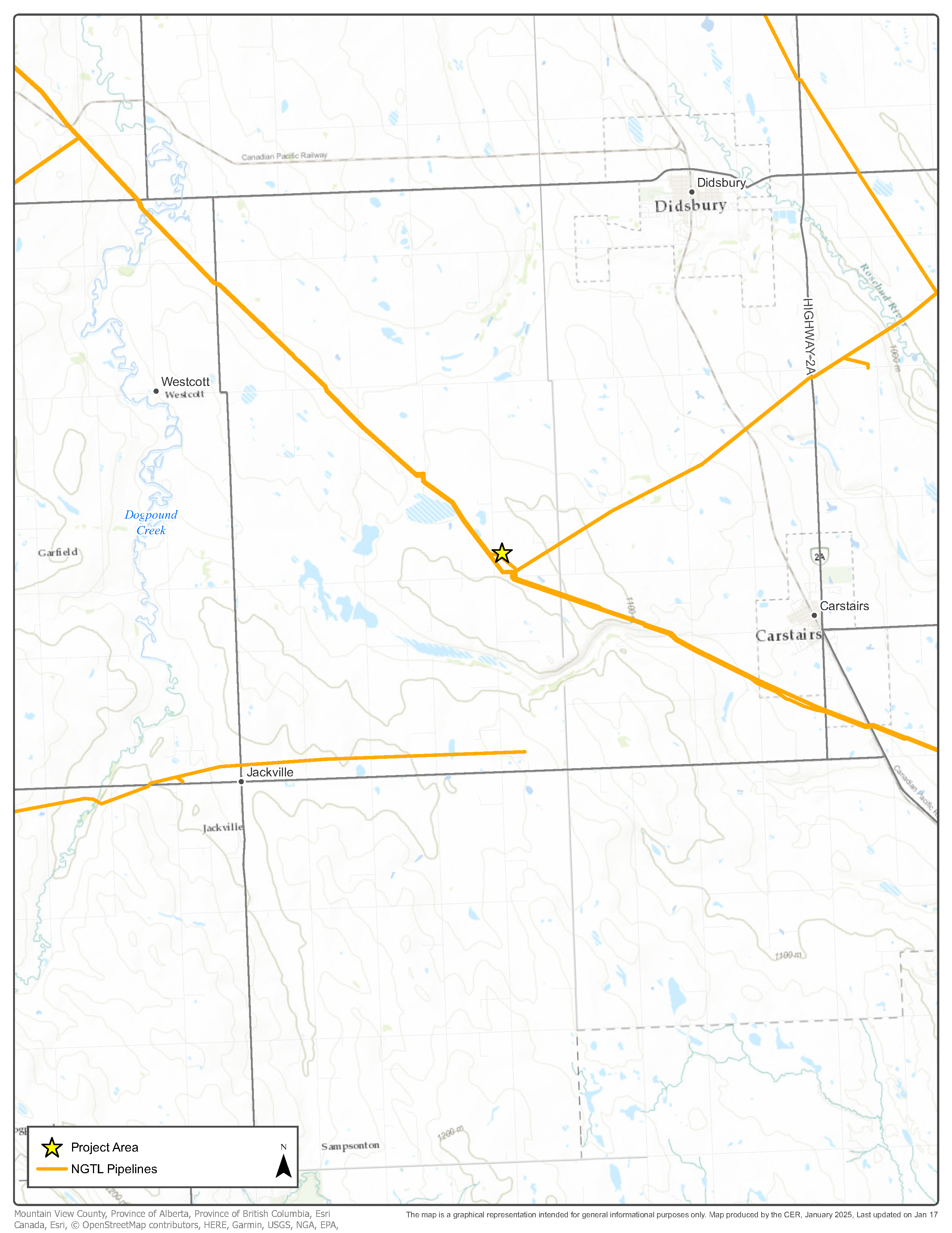 NGTL GP Central Alberta Systems Mainline Modifications Map