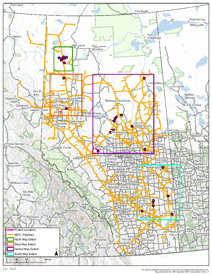 NGTL GP 2024 Meter Stations and Laterals Abandonment Program - overview map