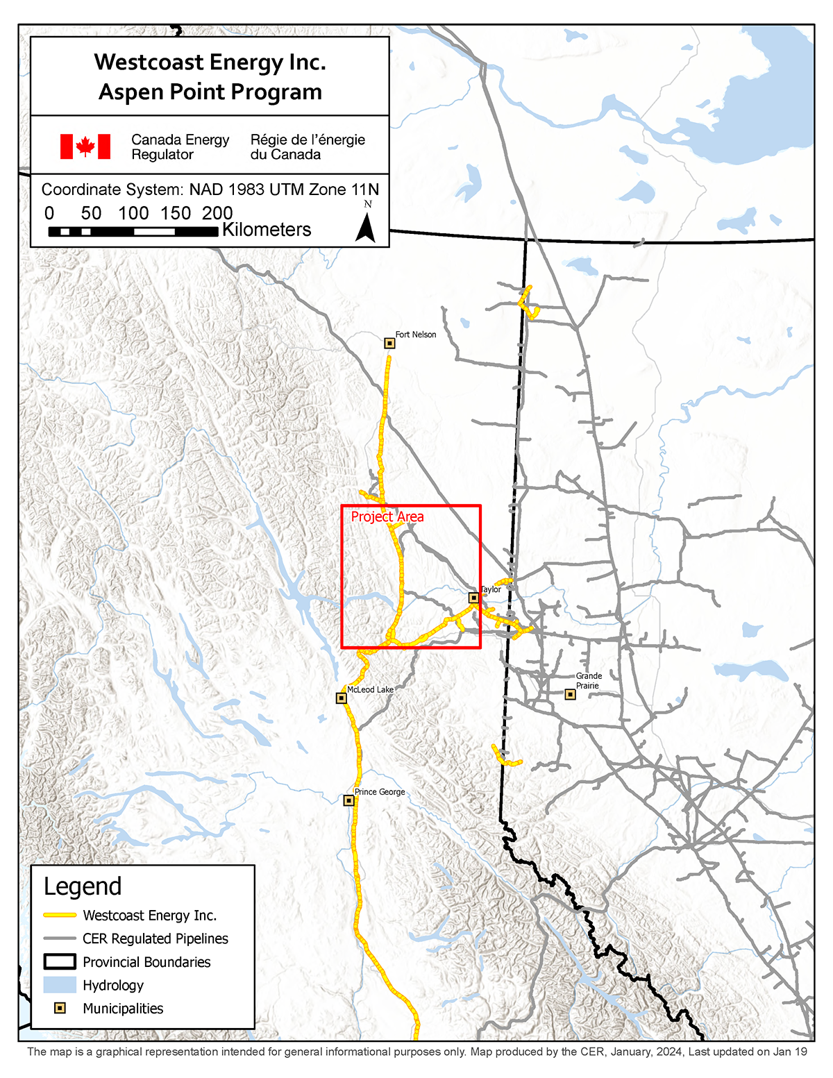 NOVA Gas Transmission Ltd. – Westcoast Aspen Point Program Project map