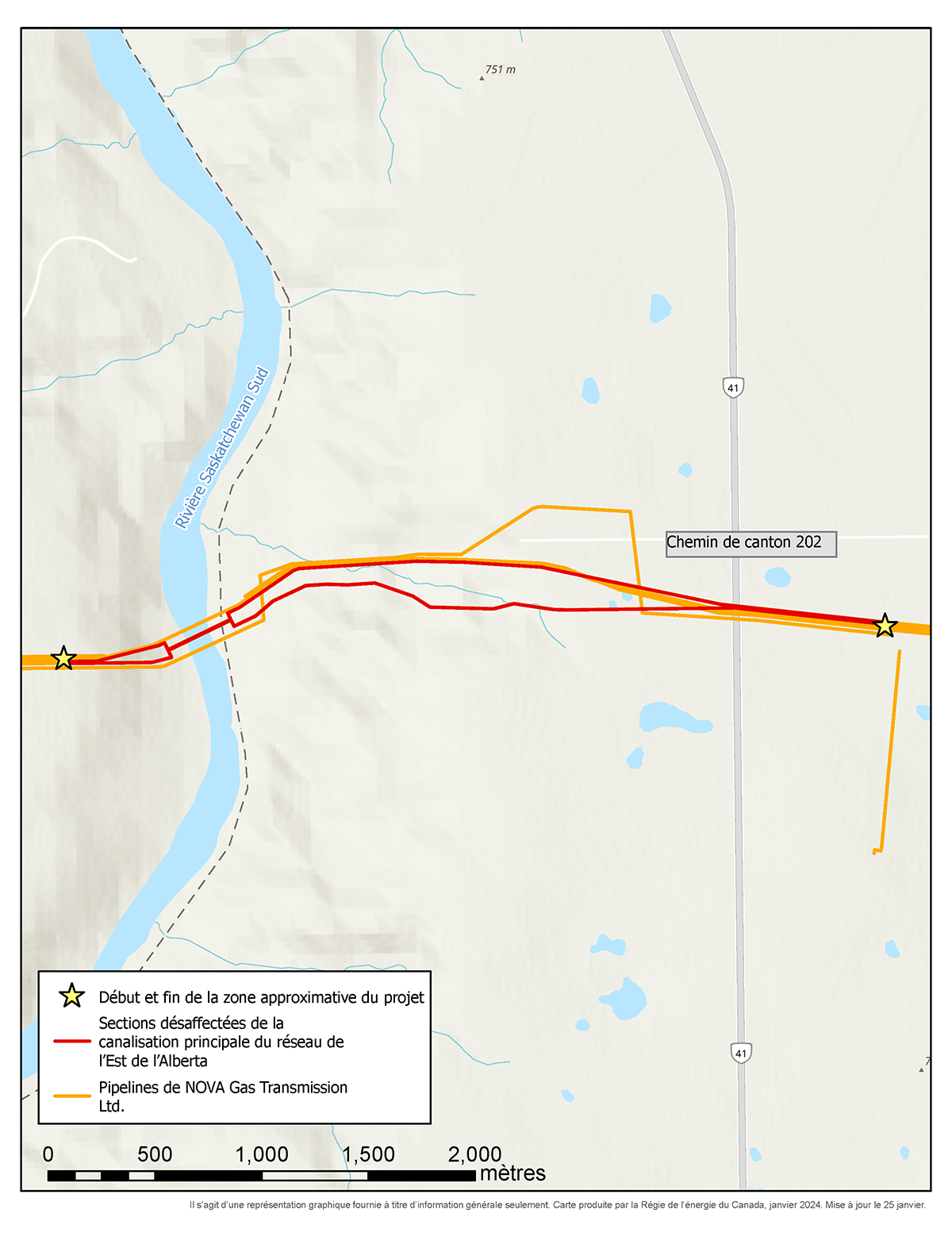 Carte – NOVA Gas Transmission Ltd. – Modifications au réseau principal dans l’Est de l’Alberta